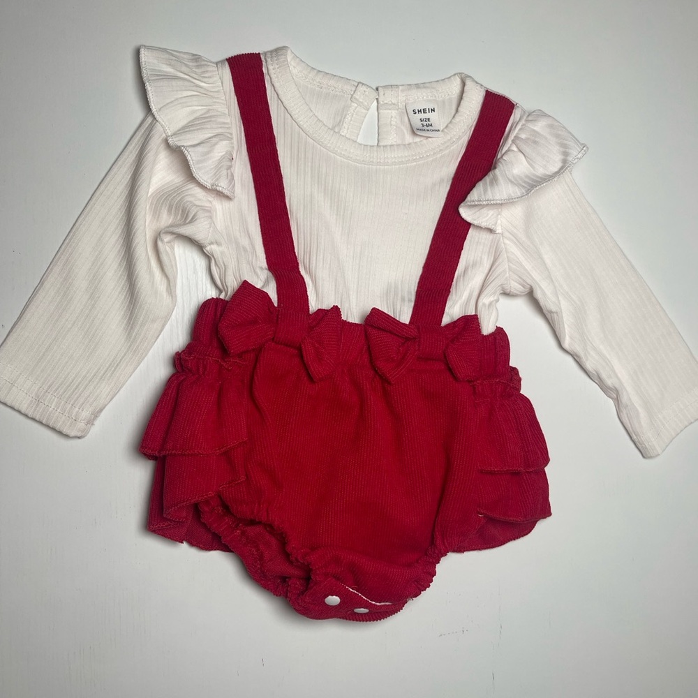 SHEIN Red and White Baby Romper